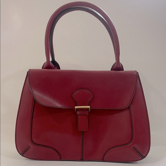 Emilie M Handbags - Emilie M Simulated Leather Maroon/Burgundy Handbag